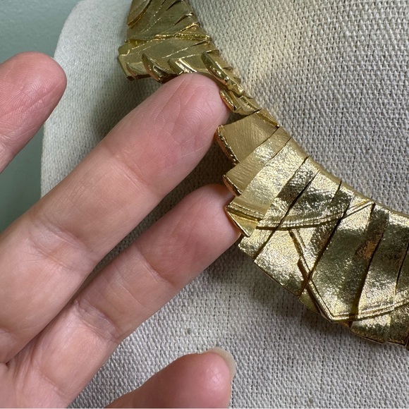 Les Bernard Gold Cleopatra Choker Necklace Egyptian Revival Vintage Unsigned - Picture 4 of 8